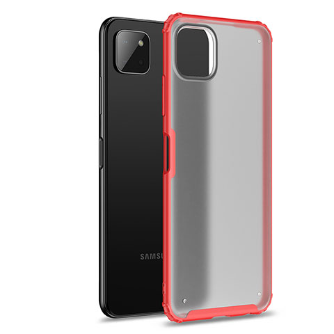 Coque Rebord Contour Silicone et Vitre Transparente Housse Etui pour Samsung Galaxy A22 5G Rouge