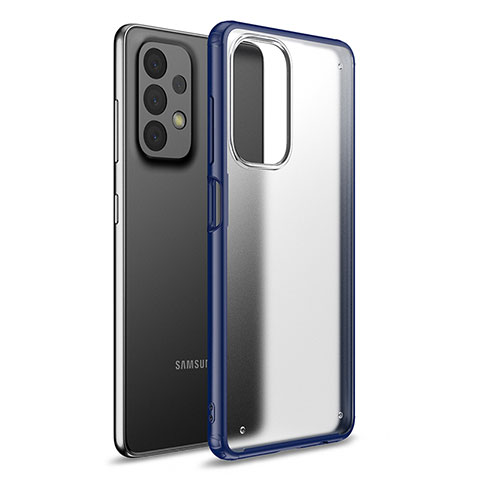 Coque Rebord Contour Silicone et Vitre Transparente Housse Etui pour Samsung Galaxy A23 4G Bleu