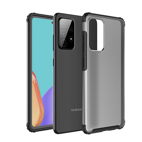 Coque Rebord Contour Silicone et Vitre Transparente Housse Etui pour Samsung Galaxy A52 5G Noir