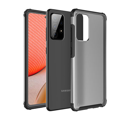 Coque Rebord Contour Silicone et Vitre Transparente Housse Etui pour Samsung Galaxy A72 5G Noir