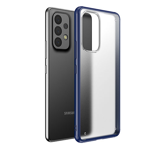 Coque Rebord Contour Silicone et Vitre Transparente Housse Etui pour Samsung Galaxy A73 5G Bleu