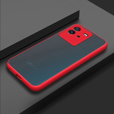 Coque Rebord Contour Silicone et Vitre Transparente Housse Etui pour Vivo iQOO Neo6 SE 5G Rouge