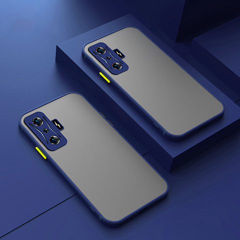 Coque Rebord Contour Silicone et Vitre Transparente Housse Etui pour Xiaomi Poco F4 GT 5G Bleu