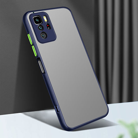 Coque Rebord Contour Silicone et Vitre Transparente Housse Etui pour Xiaomi Redmi Note 10 Pro 5G Bleu