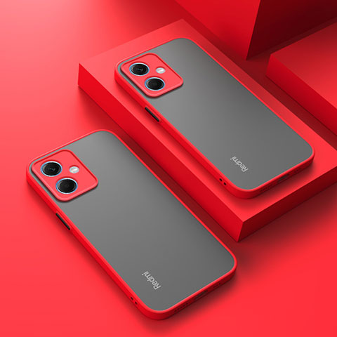 Coque Rebord Contour Silicone et Vitre Transparente Housse Etui pour Xiaomi Redmi Note 12R Pro 5G Rouge