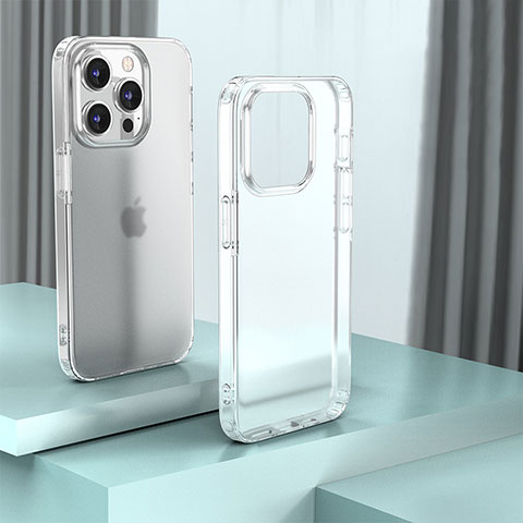 Coque Rebord Contour Silicone et Vitre Transparente Housse Etui QC1 pour Apple iPhone 14 Pro Clair