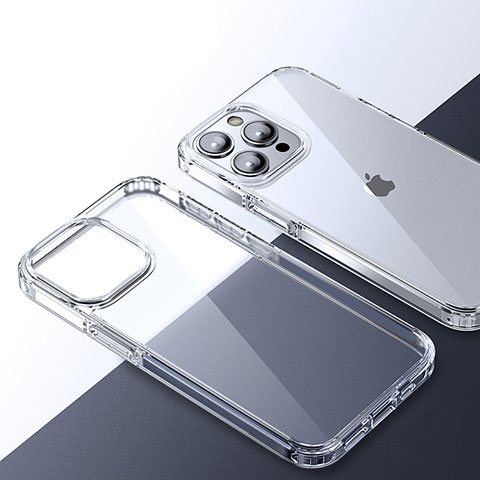 Coque Rebord Contour Silicone et Vitre Transparente Housse Etui QC2 pour Apple iPhone 15 Pro Max Clair