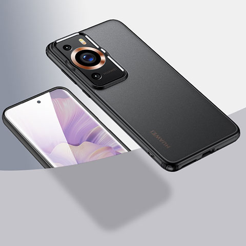 Coque Rebord Contour Silicone et Vitre Transparente Housse Etui W01L pour Huawei P60 Pro Noir