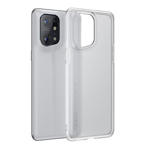 Coque Rebord Contour Silicone et Vitre Transparente Housse Etui W01L pour Oppo Find X5 5G Clair