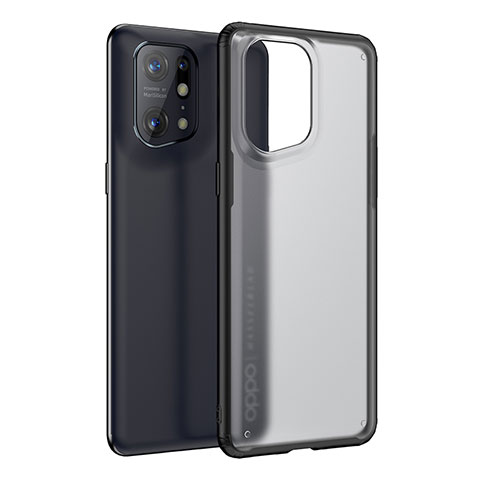 Coque Rebord Contour Silicone et Vitre Transparente Housse Etui W01L pour Oppo Find X5 5G Noir