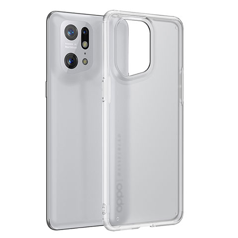 Coque Rebord Contour Silicone et Vitre Transparente Housse Etui W01L pour Oppo Find X5 Pro 5G Clair