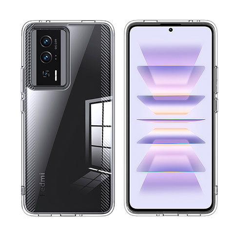 Coque Rebord Contour Silicone et Vitre Transparente Housse Etui W01L pour Xiaomi Poco F5 Pro 5G Clair