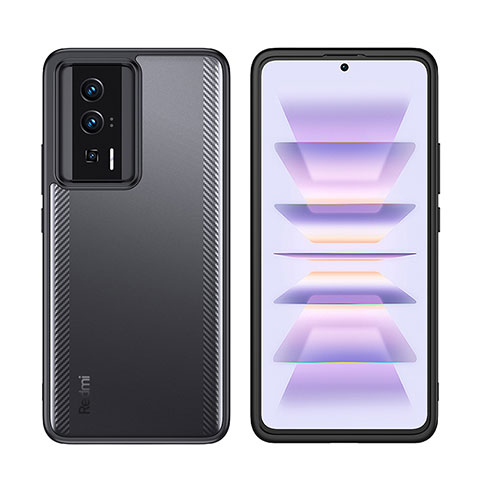 Coque Rebord Contour Silicone et Vitre Transparente Housse Etui W01L pour Xiaomi Redmi K60 5G Noir