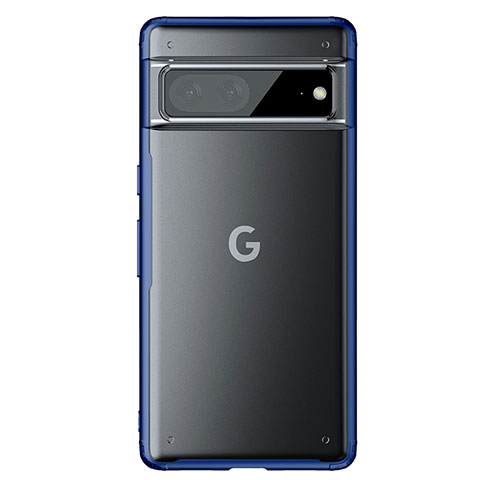 Coque Rebord Contour Silicone et Vitre Transparente Housse Etui WL1 pour Google Pixel 7 5G Bleu