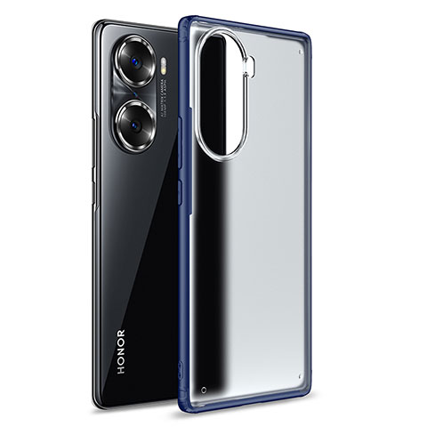 Coque Rebord Contour Silicone et Vitre Transparente Housse Etui WL1 pour Huawei Honor 60 5G Bleu