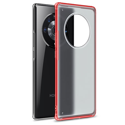 Coque Rebord Contour Silicone et Vitre Transparente Housse Etui WL1 pour Huawei Honor Magic3 Pro 5G Rouge