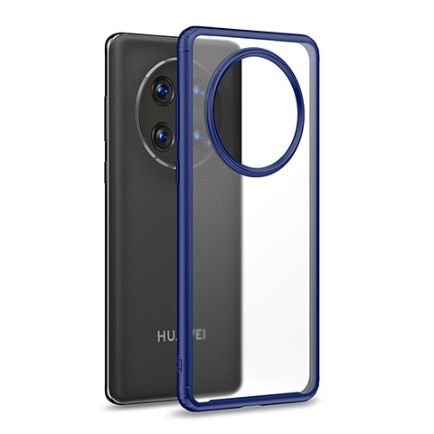 Coque Rebord Contour Silicone et Vitre Transparente Housse Etui WL1 pour Huawei Mate 50 Pro Bleu