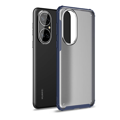 Coque Rebord Contour Silicone et Vitre Transparente Housse Etui WL1 pour Huawei P50 Pro Bleu