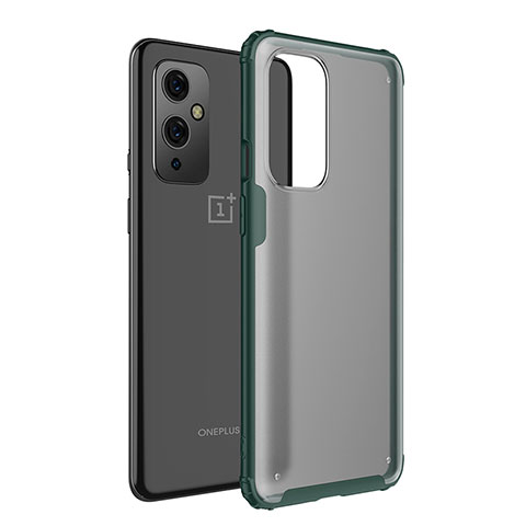 Coque Rebord Contour Silicone et Vitre Transparente Housse Etui WL1 pour OnePlus 9 5G Vert