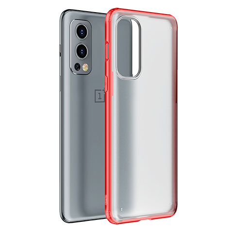 Coque Rebord Contour Silicone et Vitre Transparente Housse Etui WL1 pour OnePlus Nord 2 5G Rouge