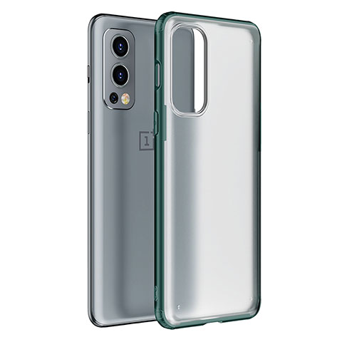 Coque Rebord Contour Silicone et Vitre Transparente Housse Etui WL1 pour OnePlus Nord 2 5G Vert