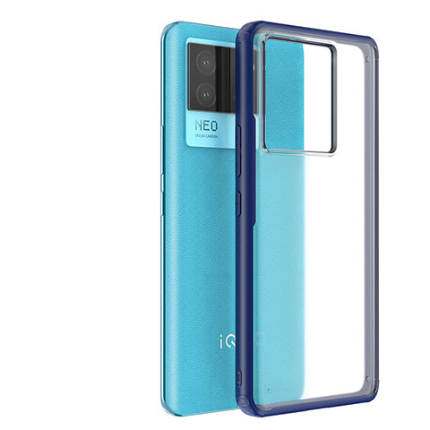 Coque Rebord Contour Silicone et Vitre Transparente Housse Etui WL1 pour Vivo iQOO Neo6 SE 5G Bleu