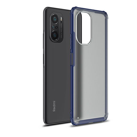 Coque Rebord Contour Silicone et Vitre Transparente Housse Etui WL1 pour Xiaomi Poco F3 5G Bleu