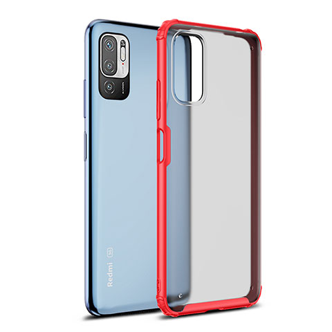 Coque Rebord Contour Silicone et Vitre Transparente Housse Etui WL1 pour Xiaomi POCO M3 Pro 5G Rouge