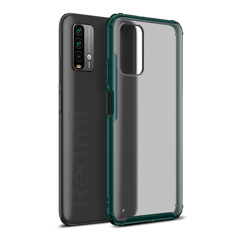 Coque Rebord Contour Silicone et Vitre Transparente Housse Etui WL1 pour Xiaomi Redmi 9 Power Vert