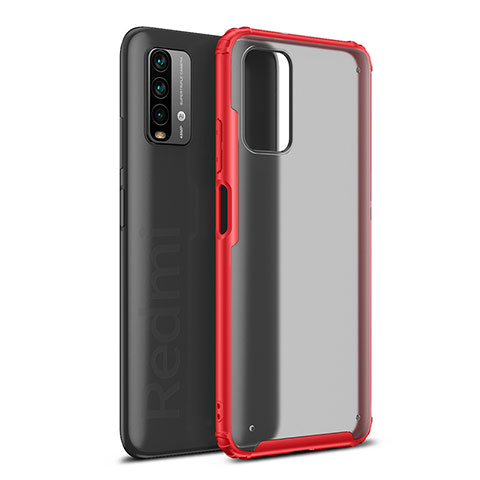 Coque Rebord Contour Silicone et Vitre Transparente Housse Etui WL1 pour Xiaomi Redmi 9T 4G Rouge