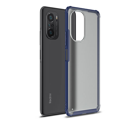 Coque Rebord Contour Silicone et Vitre Transparente Housse Etui WL1 pour Xiaomi Redmi K40 5G Bleu