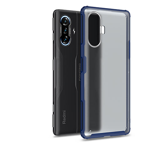 Coque Rebord Contour Silicone et Vitre Transparente Housse Etui WL1 pour Xiaomi Redmi K40 Gaming 5G Bleu