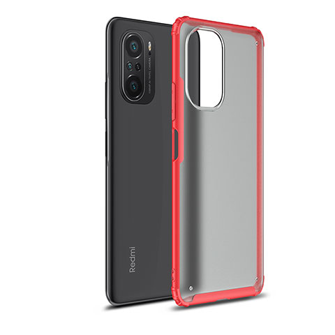 Coque Rebord Contour Silicone et Vitre Transparente Housse Etui WL1 pour Xiaomi Redmi K40 Pro 5G Rouge