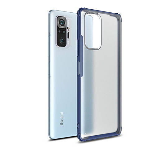 Coque Rebord Contour Silicone et Vitre Transparente Housse Etui WL1 pour Xiaomi Redmi Note 10 Pro 4G Bleu