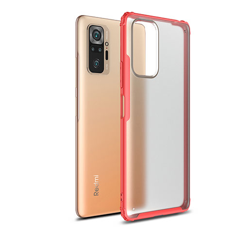 Coque Rebord Contour Silicone et Vitre Transparente Housse Etui WL1 pour Xiaomi Redmi Note 10 Pro 4G Rouge