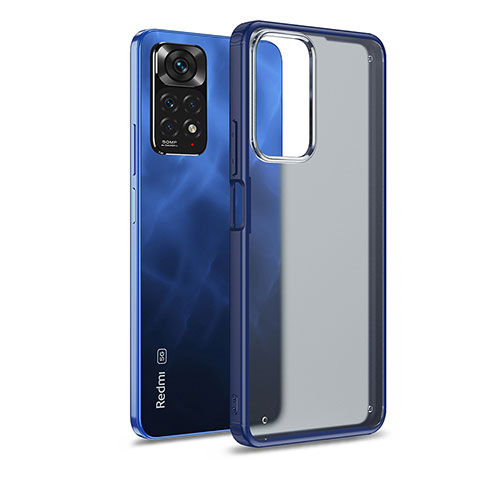 Coque Rebord Contour Silicone et Vitre Transparente Housse Etui WL1 pour Xiaomi Redmi Note 11 Pro 5G Bleu