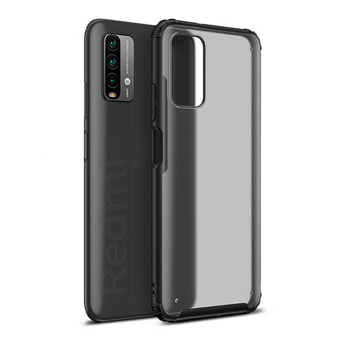 Coque Rebord Contour Silicone et Vitre Transparente Housse Etui WL1 pour Xiaomi Redmi Note 9 4G Noir