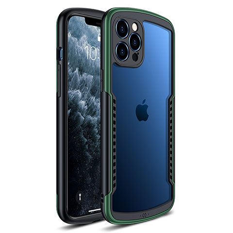 Coque Rebord Contour Silicone et Vitre Transparente Miroir Housse Etui H01 pour Apple iPhone 12 Pro Max Vert