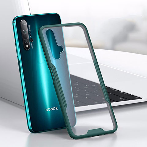 Coque Rebord Contour Silicone et Vitre Transparente Miroir Housse Etui H01 pour Huawei Honor 20S Vert