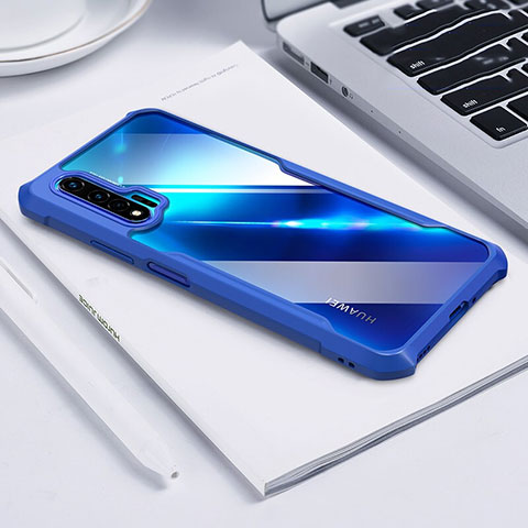 Coque Rebord Contour Silicone et Vitre Transparente Miroir Housse Etui H01 pour Huawei Nova 6 5G Bleu