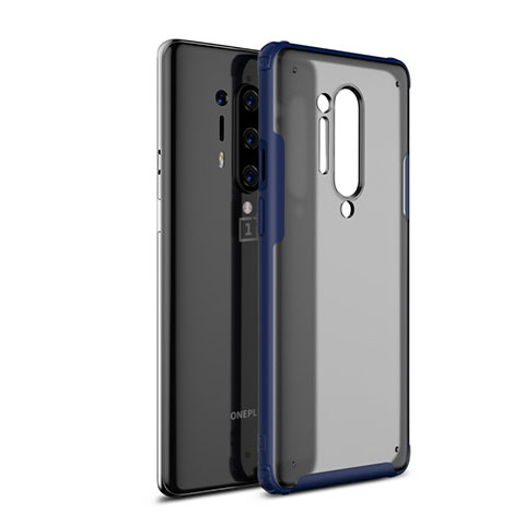 Coque Rebord Contour Silicone et Vitre Transparente Miroir Housse Etui H01 pour OnePlus 8 Pro Bleu