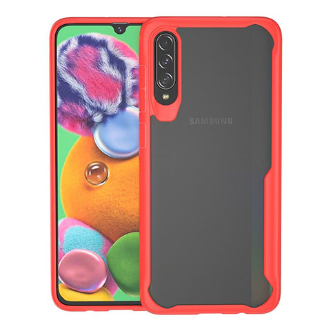 Coque Rebord Contour Silicone et Vitre Transparente Miroir Housse Etui H01 pour Samsung Galaxy A70 Rouge