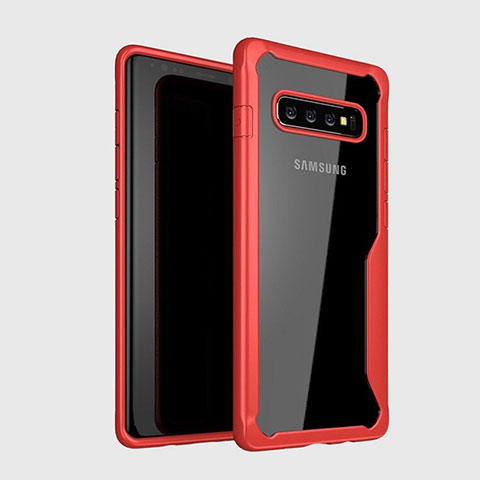 Coque Rebord Contour Silicone et Vitre Transparente Miroir Housse Etui H01 pour Samsung Galaxy S10 5G Rouge