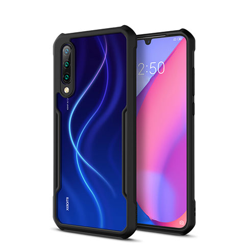 Coque Rebord Contour Silicone et Vitre Transparente Miroir Housse Etui H01 pour Xiaomi Mi A3 Noir