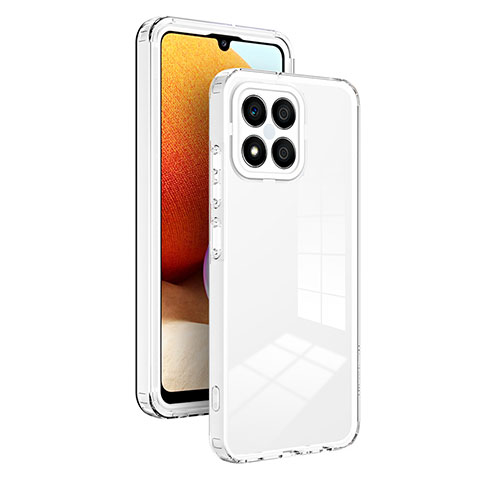 Coque Rebord Contour Silicone et Vitre Transparente Miroir Housse Etui H01P pour Huawei Honor X8 4G Blanc