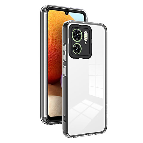 Coque Rebord Contour Silicone et Vitre Transparente Miroir Housse Etui H01P pour Motorola Moto Edge (2023) 5G Noir