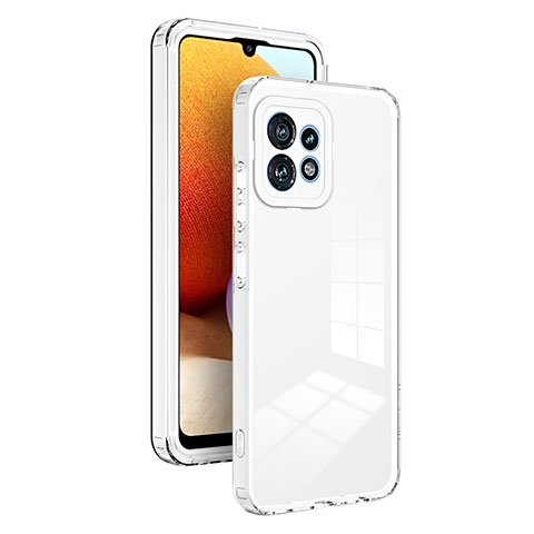 Coque Rebord Contour Silicone et Vitre Transparente Miroir Housse Etui H01P pour Motorola Moto X40 5G Blanc