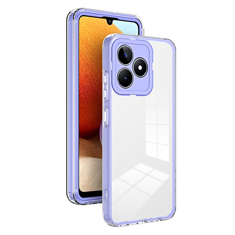 Coque Rebord Contour Silicone et Vitre Transparente Miroir Housse Etui H01P pour Realme C67 Violet