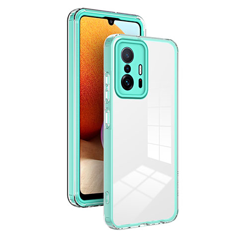 Coque Rebord Contour Silicone et Vitre Transparente Miroir Housse Etui H01P pour Xiaomi Mi 11T 5G Vert