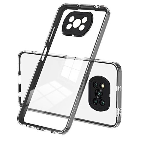 Coque Rebord Contour Silicone et Vitre Transparente Miroir Housse Etui H01P pour Xiaomi Poco X3 NFC Noir